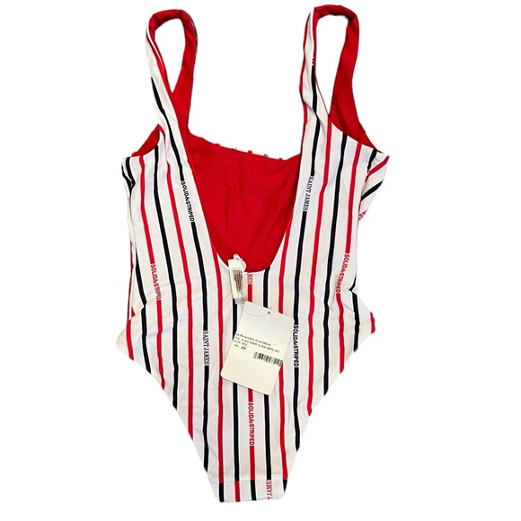 Saint James x Solid & Striped One Piece Swimsuit Striped Red/Navy Reversible XS - Picture 4 of 7